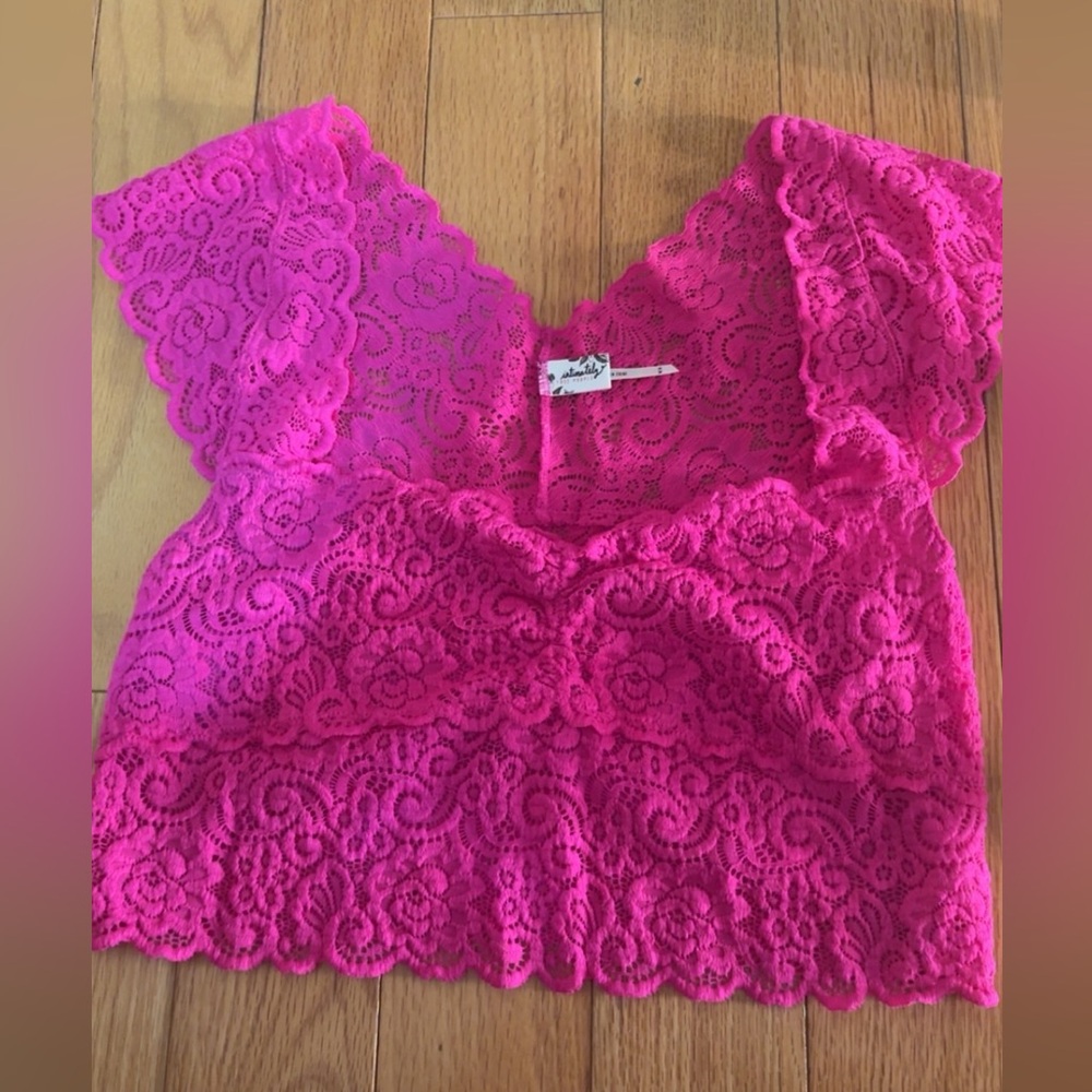 Free People Pink Lace Crop Top